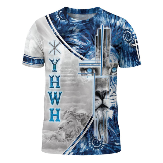 YHWH Jesus Lion & Lamb Heavenly Blue Christian T-Shirt