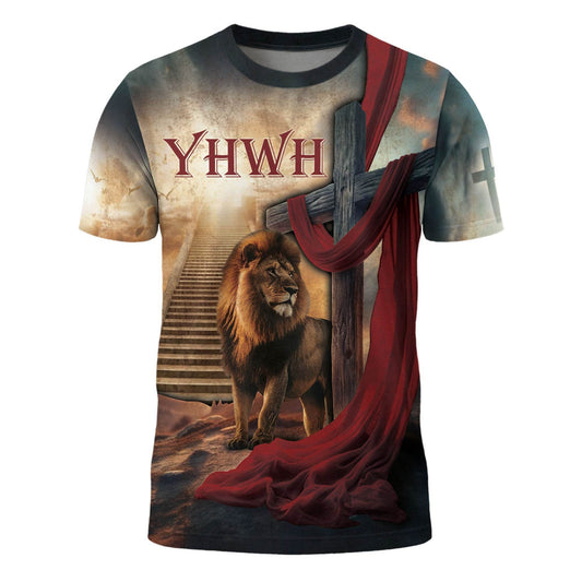 YHWH Lion & Cross Stairway to Heaven Christian T-Shirt