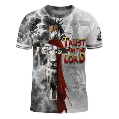 Trust In The Lord Jesus Cross Lion Crown Christian Faith T-Shirt