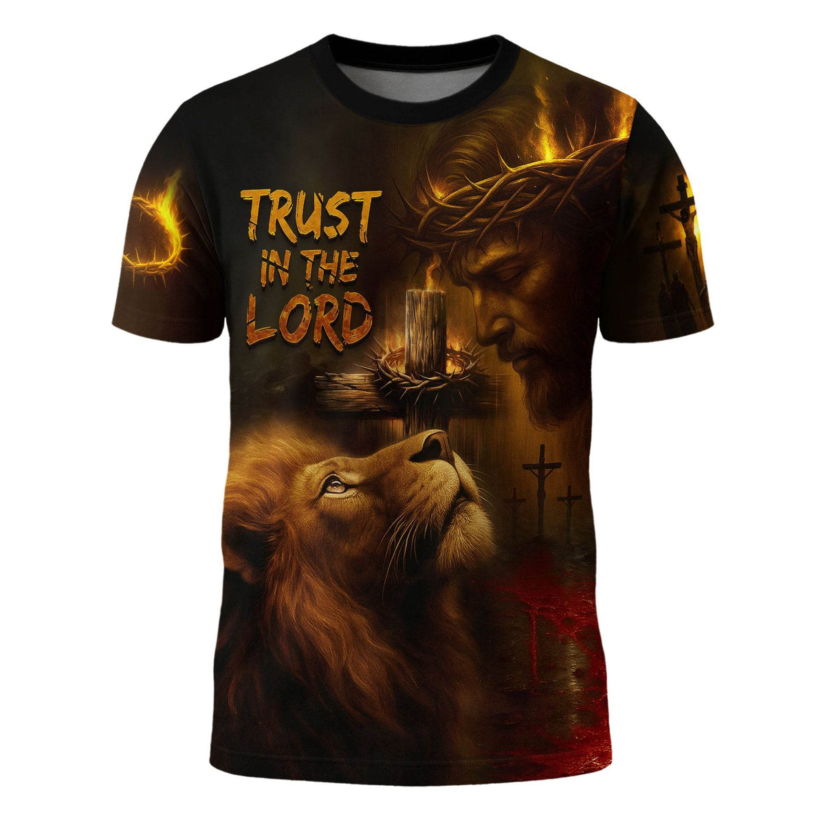 Trust In The Lord Crown of Thorns & Lion Christian T-Shirt