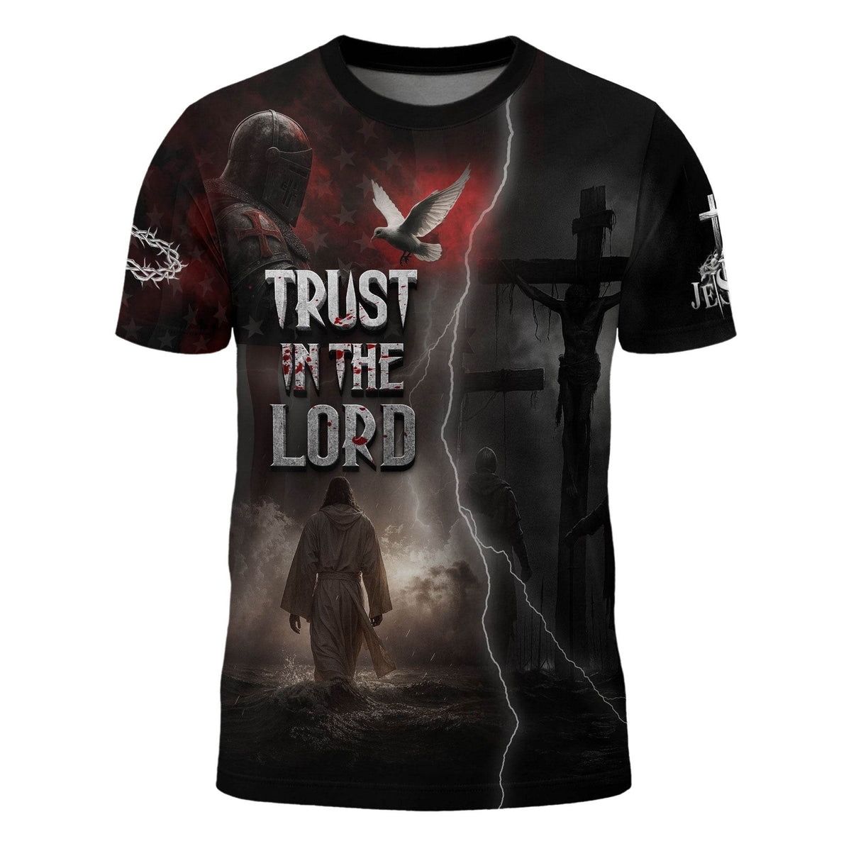 Trust In The Lord Knight Cross & Lion Christian T-Shirt