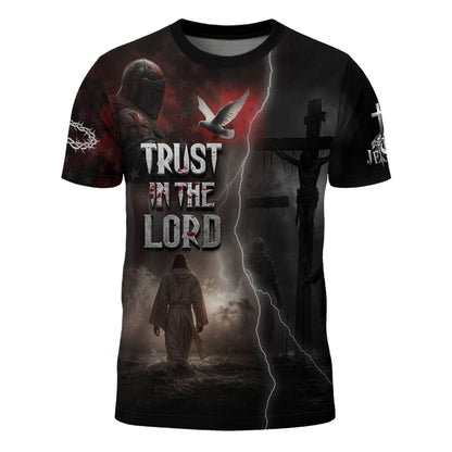 Trust In The Lord Knight Cross & Lion Christian T-Shirt