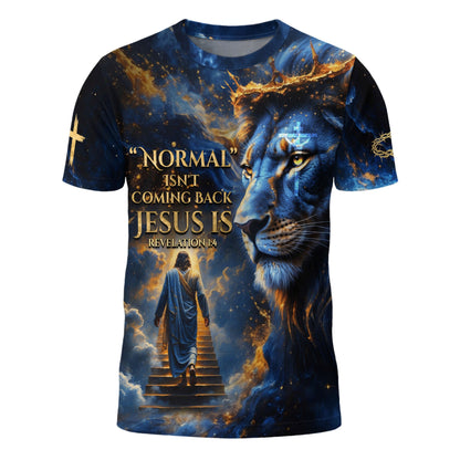 Revelation Blue Lion “Jesus Is Coming Back” Christian T-Shirt
