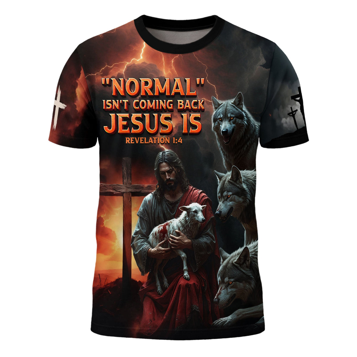Revelation Fire “Jesus Is Coming Back” Lion and Lamb Christian T-Shirt