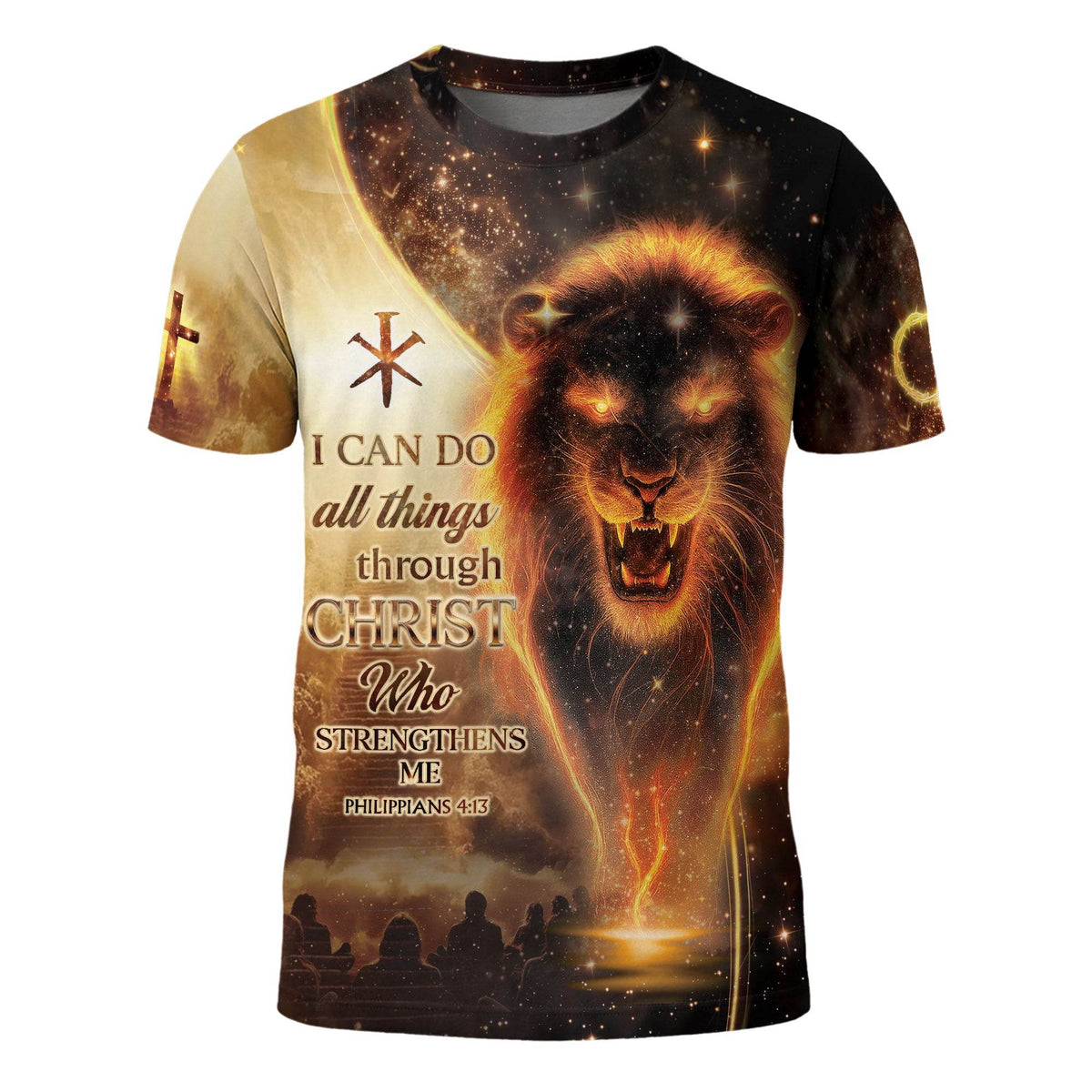 I Can Do All Things Through Christ Lion & Cross T-Shirt