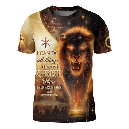 I Can Do All Things Through Christ Lion & Cross T-Shirt