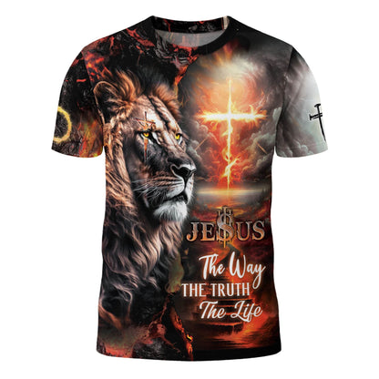 Jesus The Way The Truth The Life Lion Cross T-Shirt