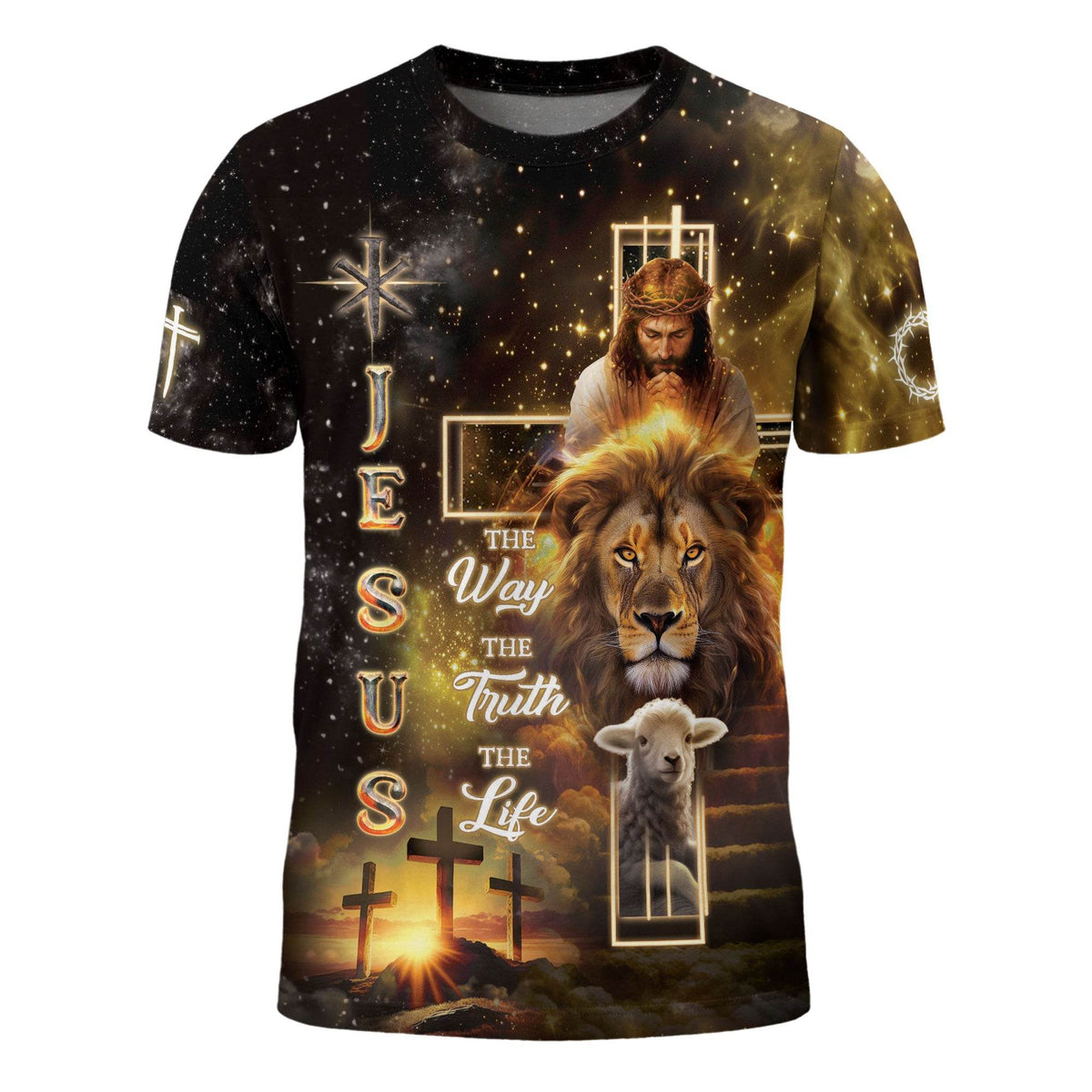 Jesus The Way The Truth The Life Cross Lion Lamb T-Shirt