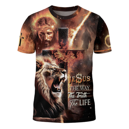 The Way The Truth The Life Lion & Cross Christian T-Shirt