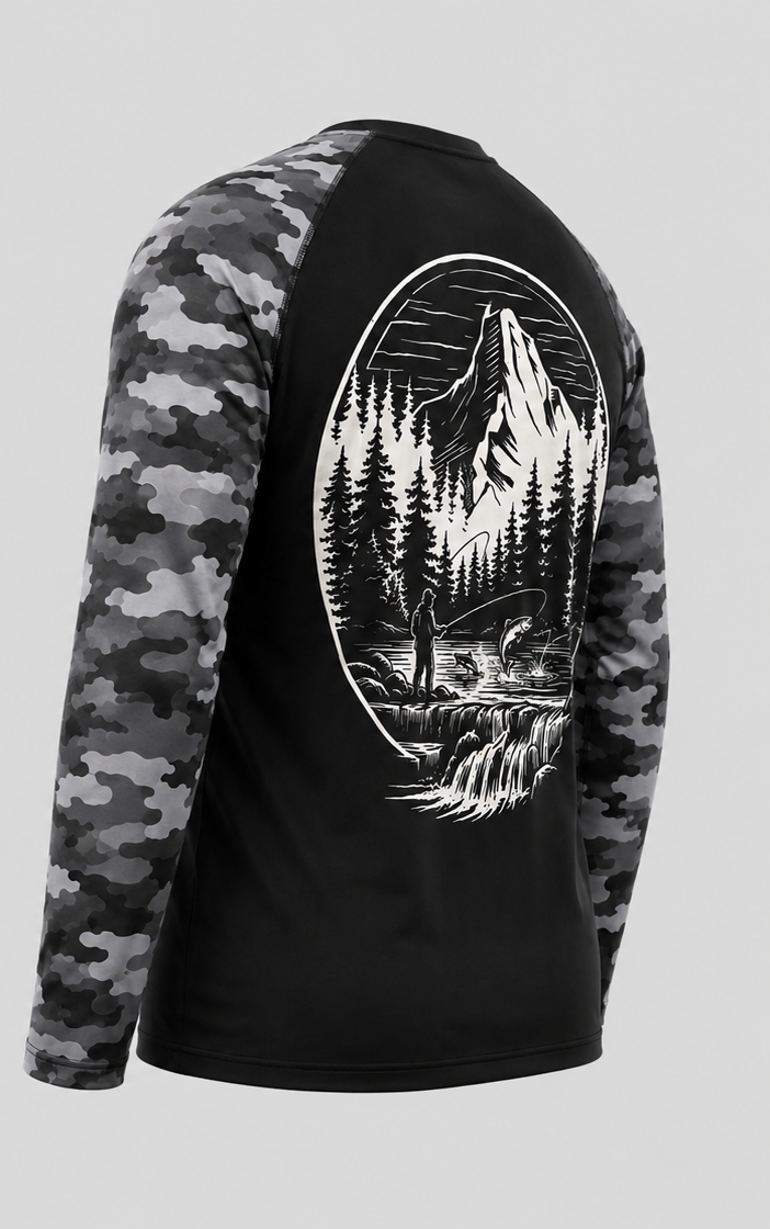 Custom Mountain Fishing Long Sleeve Shirt