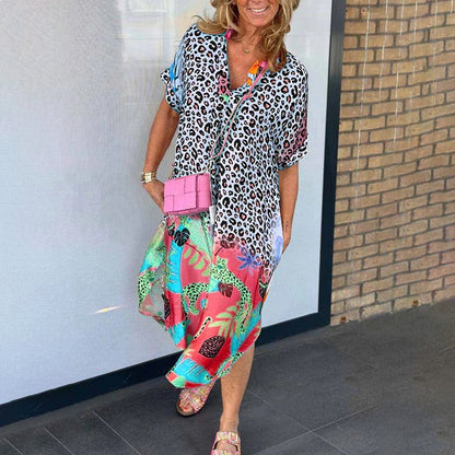 🔥2025 HOT SALE🔥🥰 V-Neck Printed Loose Dress