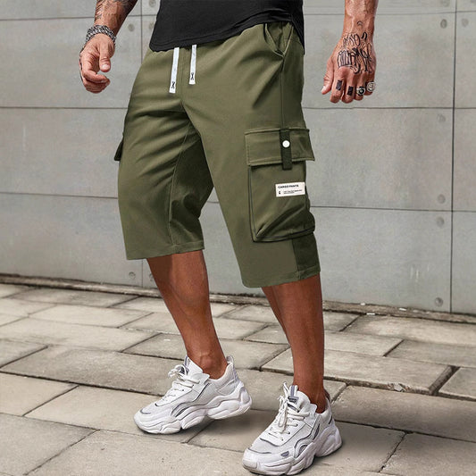 Men's Casual Drawstring Capri Cargo Pants