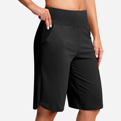 Women's High-Waist Yoga Shorts with Pockets