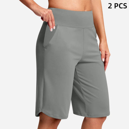 Women's High-Waist Yoga Shorts with Pockets