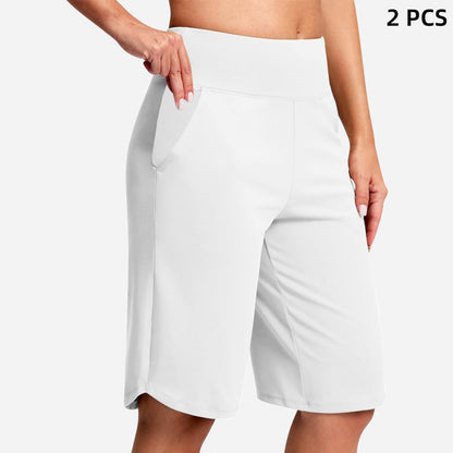 Women's High-Waist Yoga Shorts with Pockets