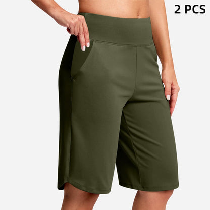 Women's High-Waist Yoga Shorts with Pockets