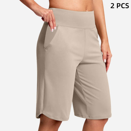 Women's High-Waist Yoga Shorts with Pockets