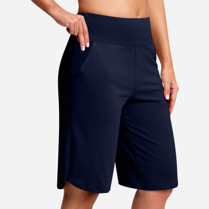 Women's High-Waist Yoga Shorts with Pockets