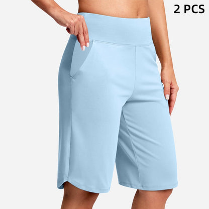 Women's High-Waist Yoga Shorts with Pockets