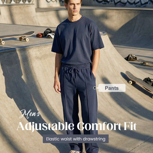 Men’s Elastic Waist Straight Leg Pants