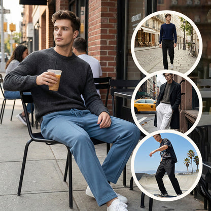 Men’s Elastic Waist Straight Leg Pants