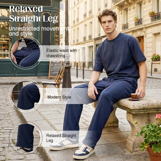 Men’s Elastic Waist Straight Leg Pants