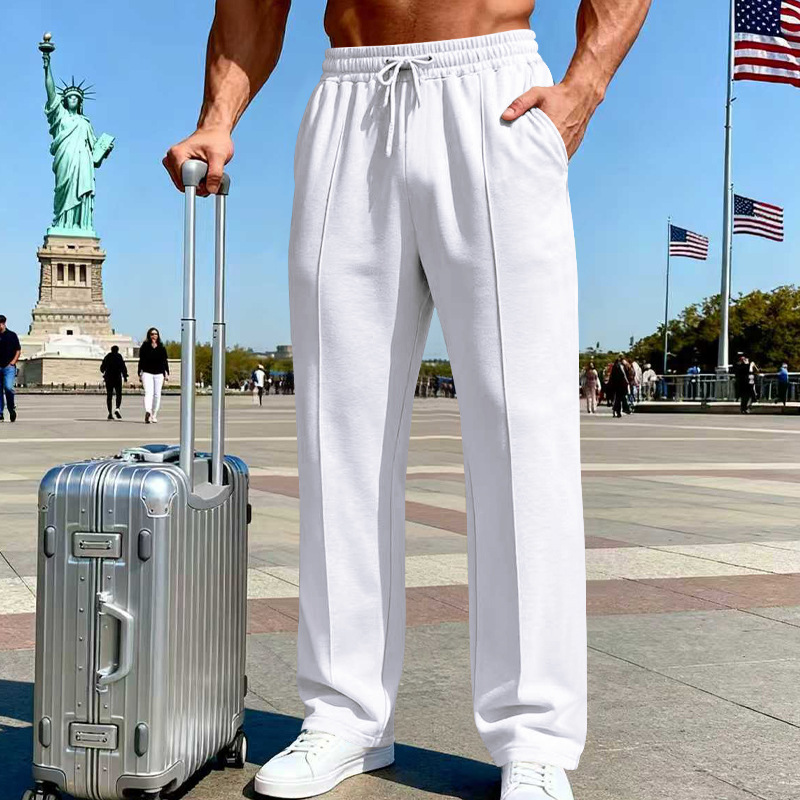 Men’s Elastic Waist Straight Leg Pants