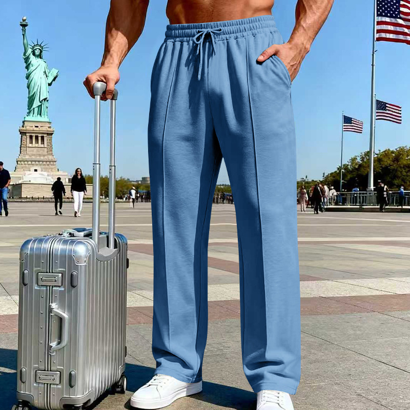 Men’s Elastic Waist Straight Leg Pants