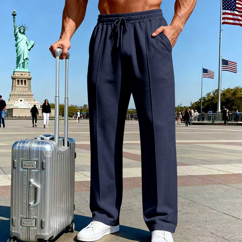 Men’s Elastic Waist Straight Leg Pants