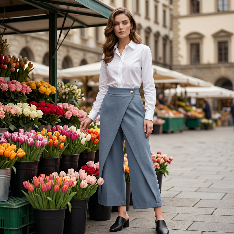 Women's Patchwork Cropped Casual Trousers