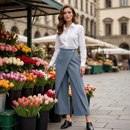 Women's Patchwork Cropped Casual Trousers