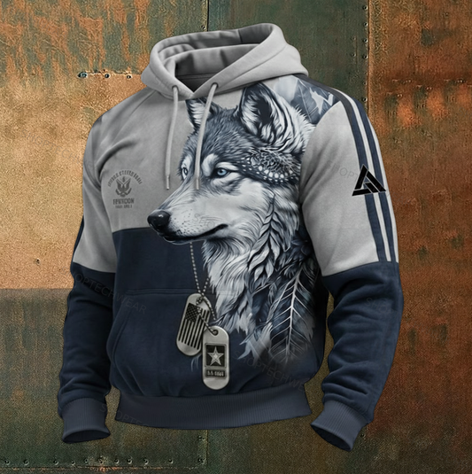 Men's Viking Nordic Two-Tones Fenrir Wolf Streetwear Hoodie