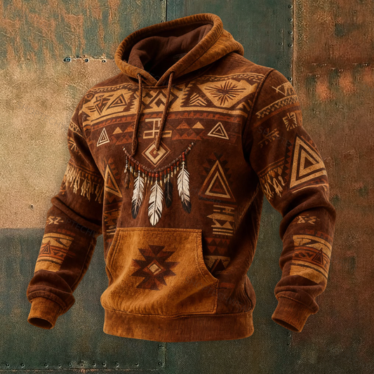 Navajo-Inspired Graphic Print Bohemian Tribal Hoodie