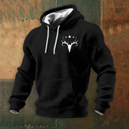 Navajo-Inspired Deer Skull Graphic Print Geometric Tribal Pattern Hoodie
