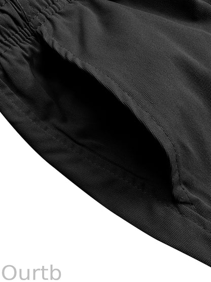 Men's Solid Color Cargo Shorts With Multiple Pockets