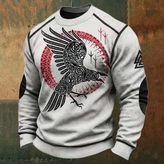 Nordic Warrior Viking Raven Totem 3D Print Casual Long-Sleeve Shirt