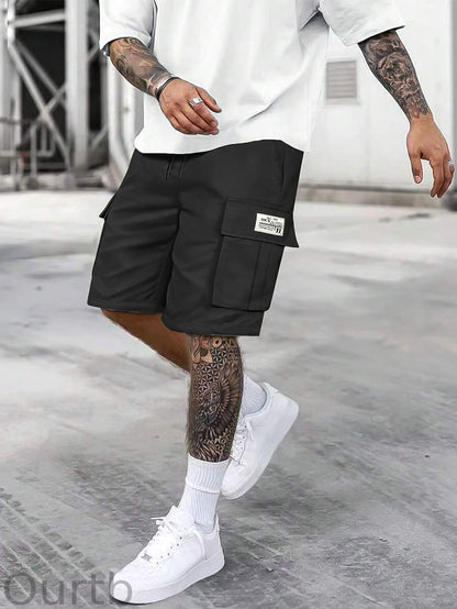 Men's Solid Color Cargo Shorts With Multiple Pockets