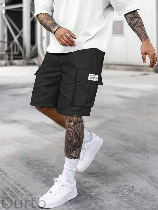 Men's Solid Color Cargo Shorts With Multiple Pockets