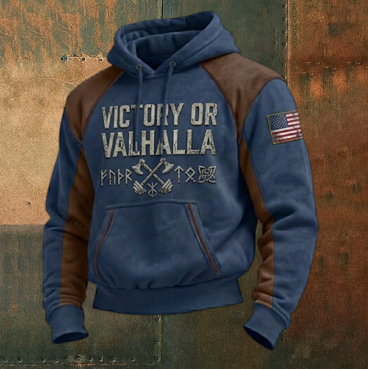 Men's Flannel Viking Nordic Victory Or Valhalla Streetwear Hoodie