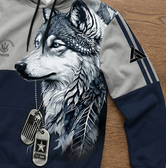Men's Viking Nordic Two-Tones Fenrir Wolf Streetwear Hoodie