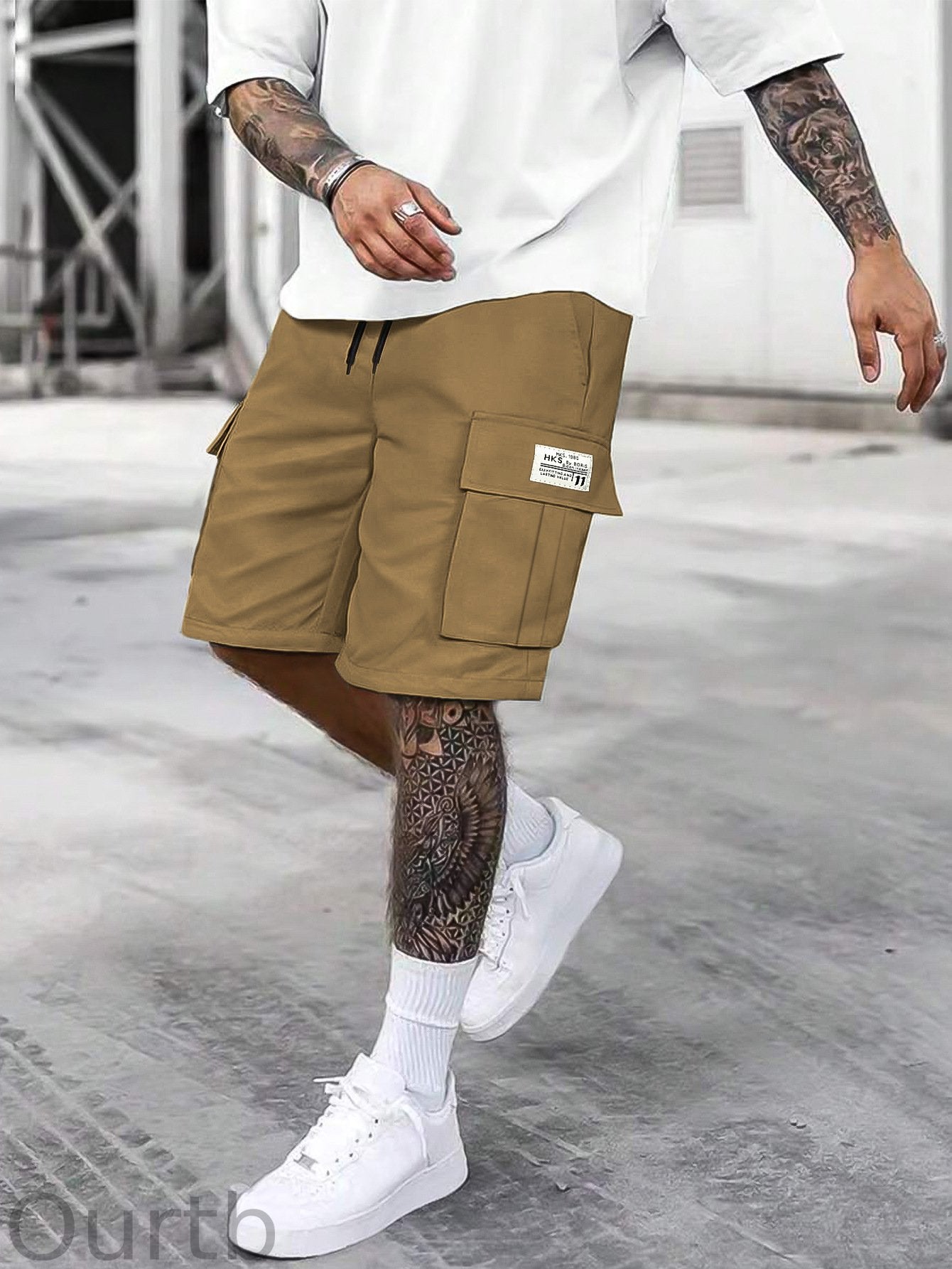 Men's Solid Color Cargo Shorts With Multiple Pockets