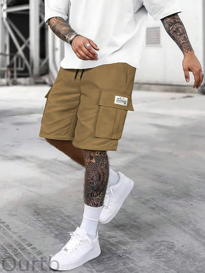 Men's Solid Color Cargo Shorts With Multiple Pockets