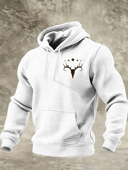 Navajo-Inspired Deer Skull Graphic Print Geometric Tribal Pattern Hoodie
