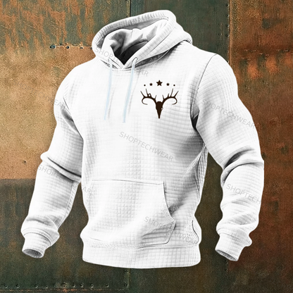 Navajo-Inspired Deer Skull Graphic Print Geometric Tribal Pattern Hoodie