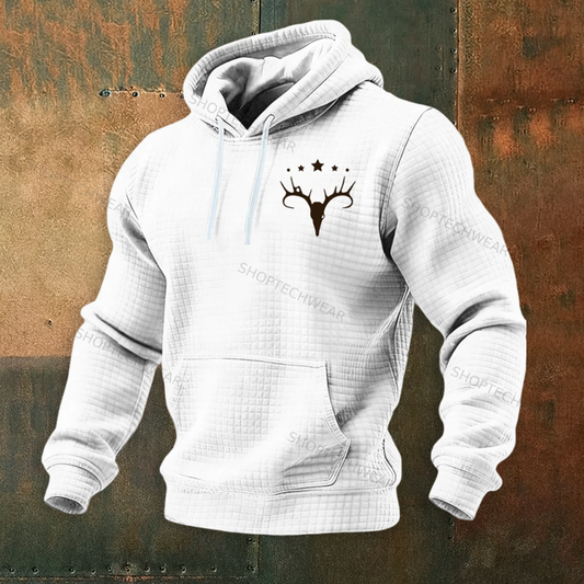 Navajo-Inspired Deer Skull Graphic Print Geometric Tribal Pattern Hoodie