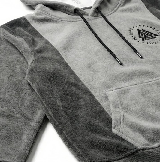 Men's Flannel Viking Nordic Valknut Runes Graphic Streetwear Hoodie