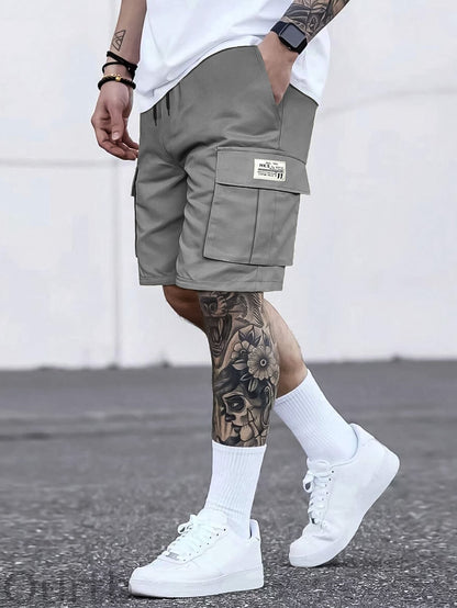 Men's Solid Color Cargo Shorts With Multiple Pockets
