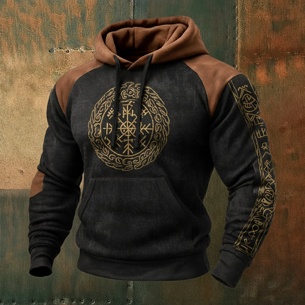 Nordic Viking Style Vegvísir Casual Long-Sleeve Hoodie