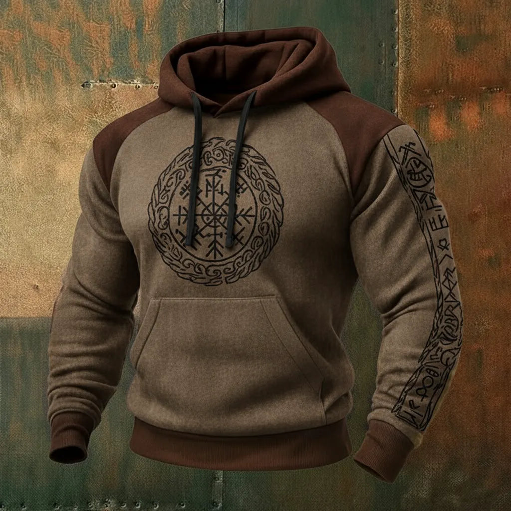 Nordic Viking Style Vegvísir Casual Long-Sleeve Hoodie