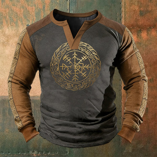 Men's Viking Classic Totem Printed Patchwork Pullover